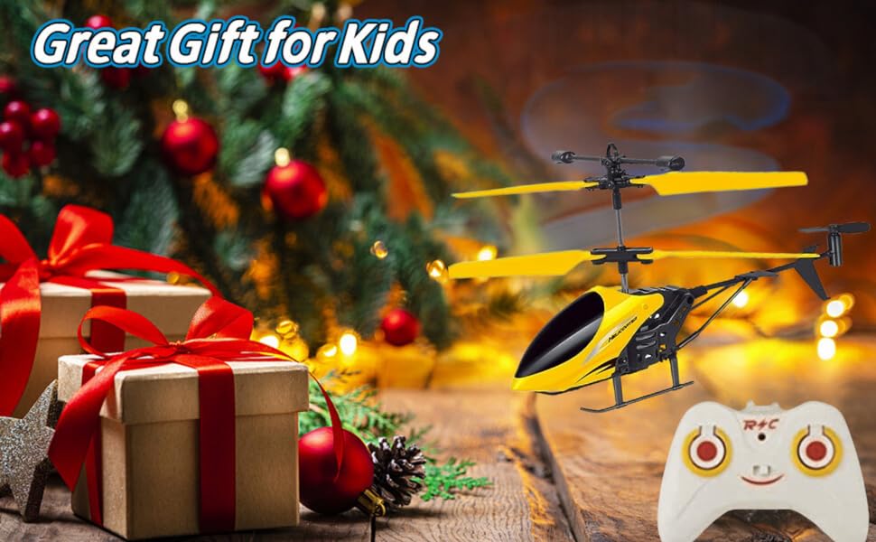 Rechargeable Flying Toy Helicopter with Remote Control & Safety Sensor for Kids.